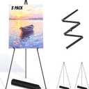 Thicken Display Artist Easel Stands - 63" Instant Tripod Collapsible Portable Floor Easels - Easy Folding Adjustable Art Poster Metal Stands for Display Show, Wedding, Painting - Black 3 Pack
