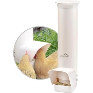 Automatic Chicken Feeder, 7lb Large PVC No Waste Chicken Feeder with Rain Cover, Weatherproof Solid Built Poultry Feeder, Easy to Install & Clean, Ideal for 4-6 Chickens