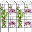 4 Pack 86.2x19.7in Metal Garden Trellis for Climbing Plants,Black Metal Garden Trellis for Vines Plant Rose Vegetable Support,Large Decorative Outdoor Trellis