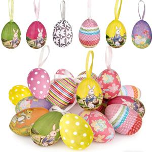 24Pcs Easter Hanging Eggs Ornaments, Easter Tree Ornaments, Vintage Style Eggs Ornament for Spring E Aster Mini Tree Decorations Home Party DIY Crafts