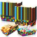 Cunhill 60 Pack Neon Party Supplies Set Birthday Decorations Disposable Paper Food Serving Trays Paper Boats Food Tray for Carnivals, Fairs, Festivals (Neon)