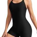 beautyin Boyleg Swimsuits for Women Athletic One Piece Bathing Suit Crisscross Back Swimwear (Small, Black)