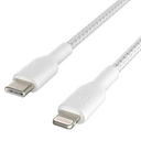 Belkin BoostCharge Nylon Braided USB C to Lightning Cable 6.6ft/2M - MFi Certified 18W Power Delivery iPhone Charger Cord - Apple Charger USB C Cable - Fast Charging for iPhone 14, iPhone 13 - White