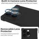 Magnetic for iPhone 15 Pro Case Rectangle, with Camera Lens Protector, Compatible with MagSafe, Shockproof Military-Grade Protection, Soft Silicone Cover for Women Men, Black