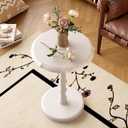 Round Side Table, 100% Solid Wood End Table, 5-Min Assembly, White