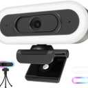 saylas 2K Webcam with Lights, HD Webcam for PC, 2K@60FPS Web cam with Microphone, 65 FOV, Autofocus, Noise Cancellation, Privacy Cover, Web Camera for Computer/Laptop, USB Streaming Computer Camera