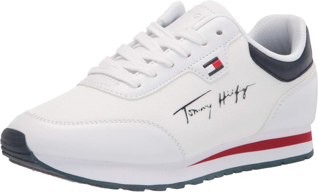 Tommy Hilfiger Women's Laces Sneaker (9, White/White/Navy)