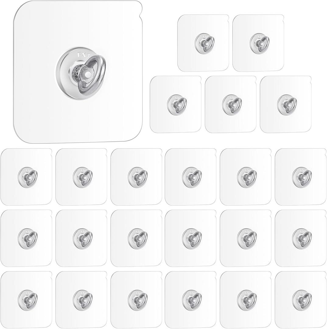Beeveer 24 Pcs Heavy Duty Adhesive Ceiling Hooks Ceiling Wall Hooks Hangers Without Nails Practical Stainless Steel Waterproof for Indoor Outdoor Home Office Kitchen Hanging Plant