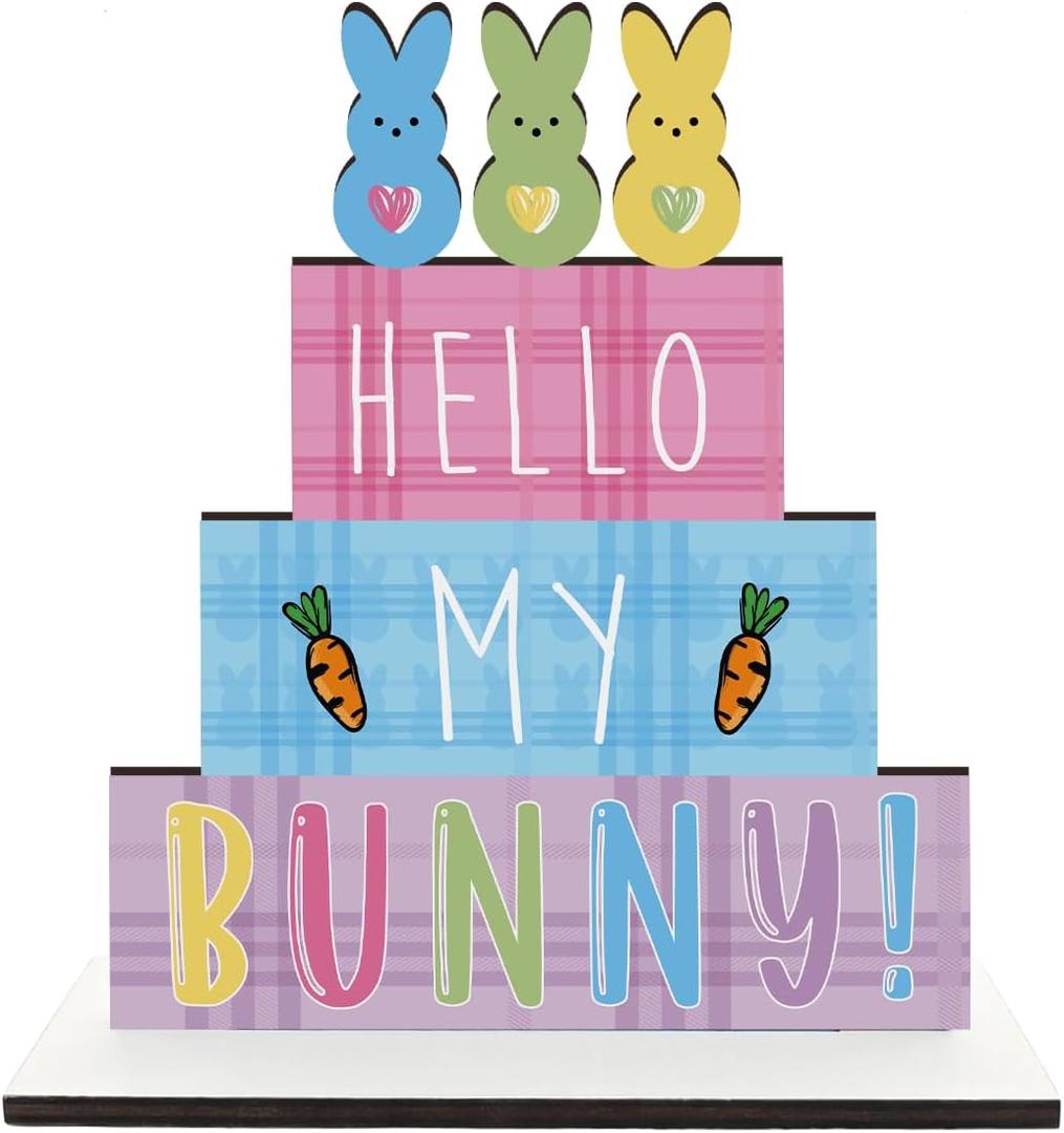 Easter Decorations Peeps Decorations Easter Bunny Decorations Carrot Decor Wooden Table Decor for Home Office Living Room Bathroom Bedroom Farmhouse Shelves Desk 6.4x6.4x0.2 inches