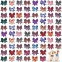 Wesiti 80 Pcs Dog Bows Ties for Small Dogs Assorted Pattern Pet Bowtie Collar Bows Cat Bowtie Collar Bowknot for Small Medium Puppy Pet Photography Grooming Party(Plaid Bowknot)