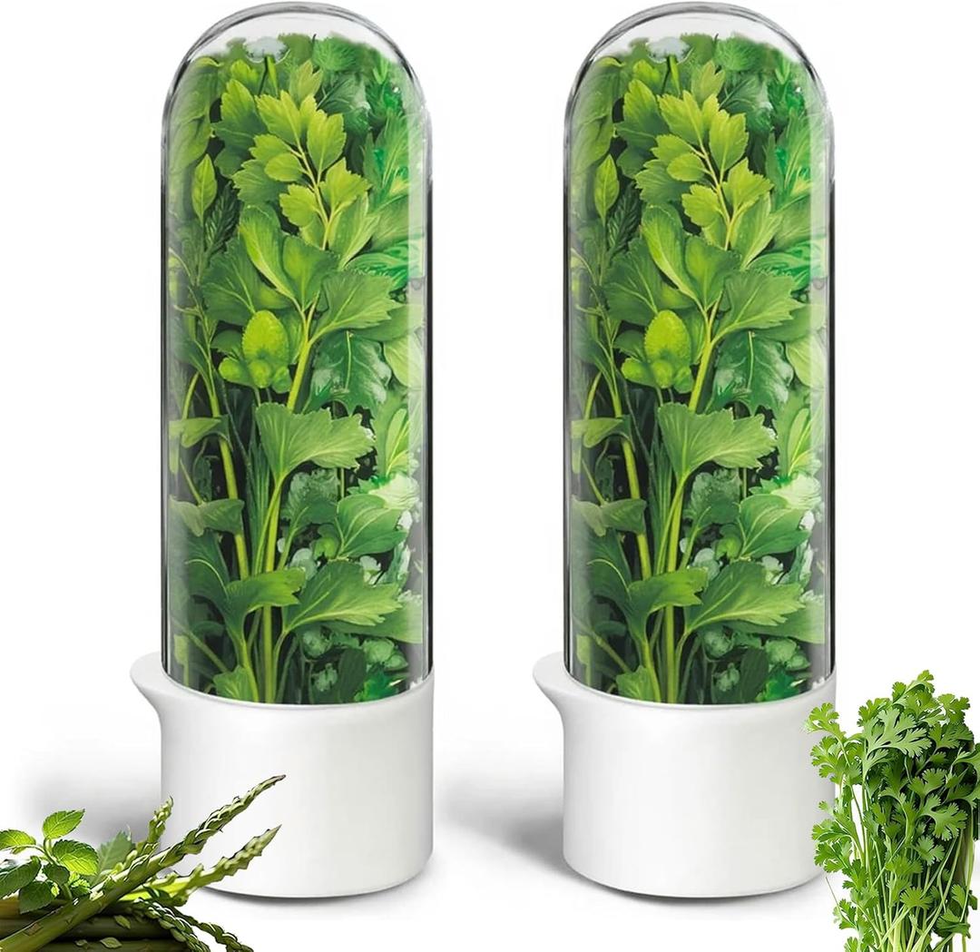 Rkssws Herb Saver, Herb Keeper for Refrigerator, Cilantro Container for Fridge, Fresh Herbs Lettuce Vegetable Preservation Bottle Keeper Parsley Mint Refrigerator Storage for Fresh for 23 Weeks