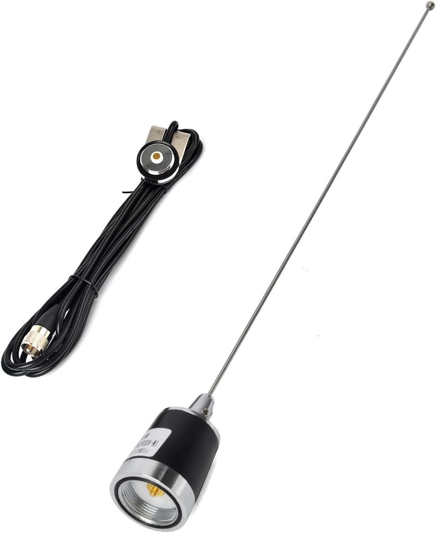 HYS Dual Band NMO Antenna, 144/430Mhz UHF VHF 21inches Antenna with 4meter(13.1ft) PL259(UHF Male) RG58 Coax Cable Bracket Mount for Yaesu Motorola ICOM Kenwood Truck Car Mobile Radio Transceiver