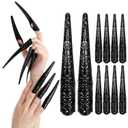 10 Pcs Finger Nail Claw Rings, Fingertip Claw Nail Rings Hands Fingertip Extension Black Costume Accessories for Halloween Cosplay Drama Dance Show