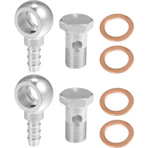 ACROPIX 16mm ID 10mm OD M16x1.5 Banjo Bolt Hose Barb Fittings Universal Banjo Fitting Fuel Line with Screw Washer for Motorcycle Silver Tone - Pack of 8 ACROPIX 16mm ID 10mm OD M16x1.5 Banjo Bolt Hose Barb Fittings Universal Banjo Fitting Fuel Line with Screw Washer for Motorcycle Silver Tone - Pack of 8