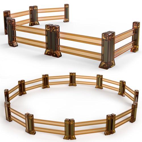 Oriate Farm Animals Fences Magnetic Tiles, 18pcs Magnet Fencing Compatible Garden Farming Zoo Dinosaur, Kids Magnetic Structural Construction Magnets Tile Building Blocks Horse Toys Accessory