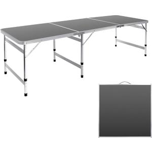 Moosinily Camping Table 6FT Folding Table Large 3 Adjustable Height Portable Picnic Table Camp Aluminum Outdoor Picnic BBQ Black