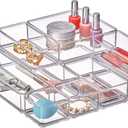 Amazing Abby - QuickSort - Plastic Stackable Organizers (10-Piece Set) for Vanity and Desk Drawer, Perfect Storage Solution for Beauty Products, Office Supplies, Decorative Items, and More