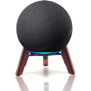 Real Wood Stand for Echo (4th Gen) Speaker (2020),Tripod Holder Accessories Protect Alexa Speaker for Sound Better,Secure Stable Wooden Mount with Metal Frame for Echo Newest Model 2024 (Walnut)