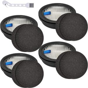 4 Pack HEPA Filters and 8 Pack Sponge Filters Replacement for Afoddon A200Pro/A200, ORFELD B08/C10A/C10G and NEQUARE S12 S25 S26 Series Cordless Vacuum Cleaner with Brush