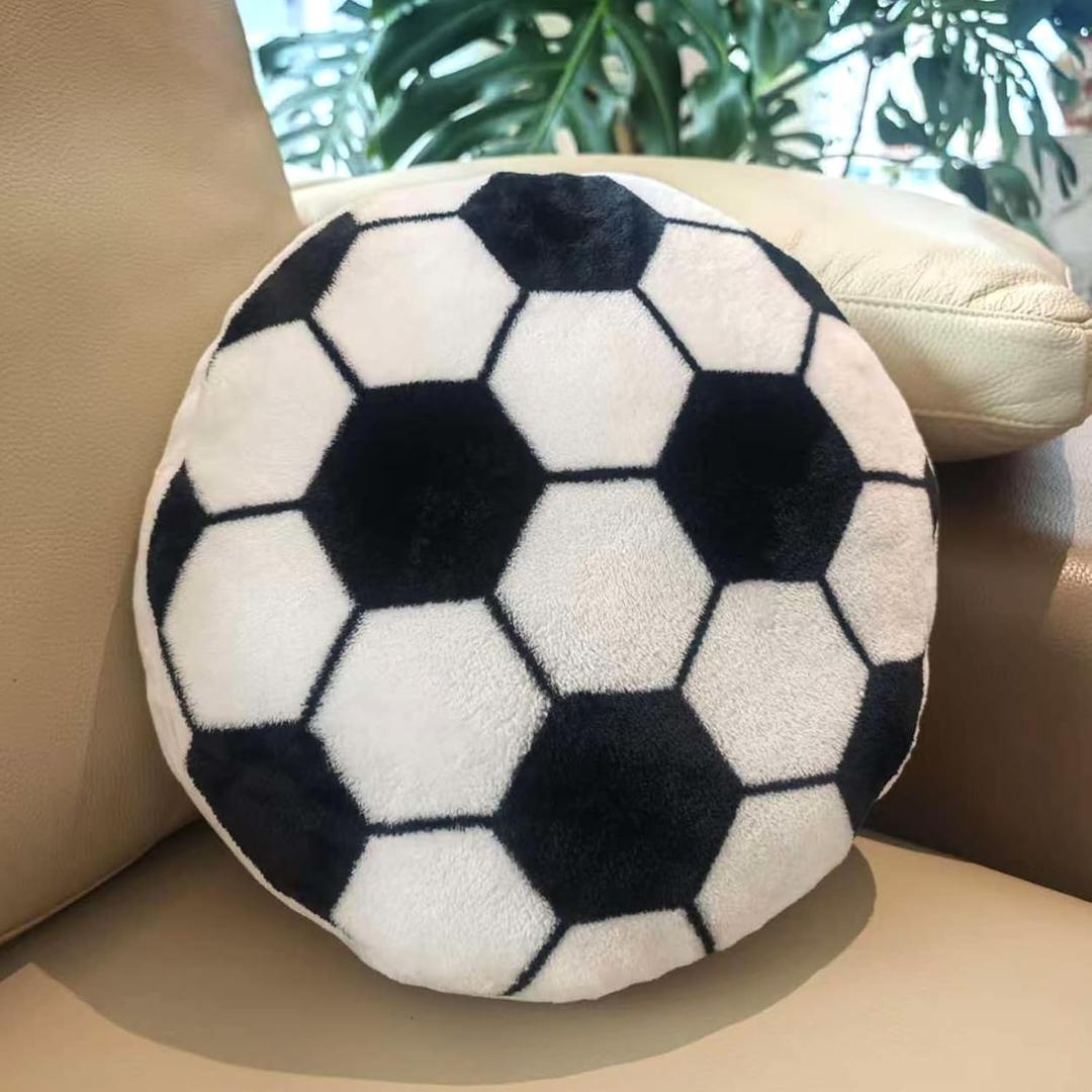 Soccer Ball Plush Pillow, Round Fluffy Flannel Throw Cushion, Sports Style Room Decor, Soccer Gifts for Boys 8-12, Decor for Bedroom Sofa Playroom(1 Pcs)