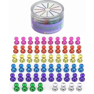 Tiergrade Push Pin Magnets - 58 Pack 7 Assorted Color Strong, Office, Use at Kitchen Home and School Classroom, for Refrigerator Dry Erase Board and Whiteboard