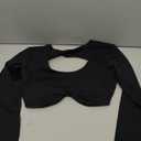 Aoxjox Long Sleeve Crop Tops for Women Define Sculpt Workout Cropped T Shirt Top (Medium, Black)