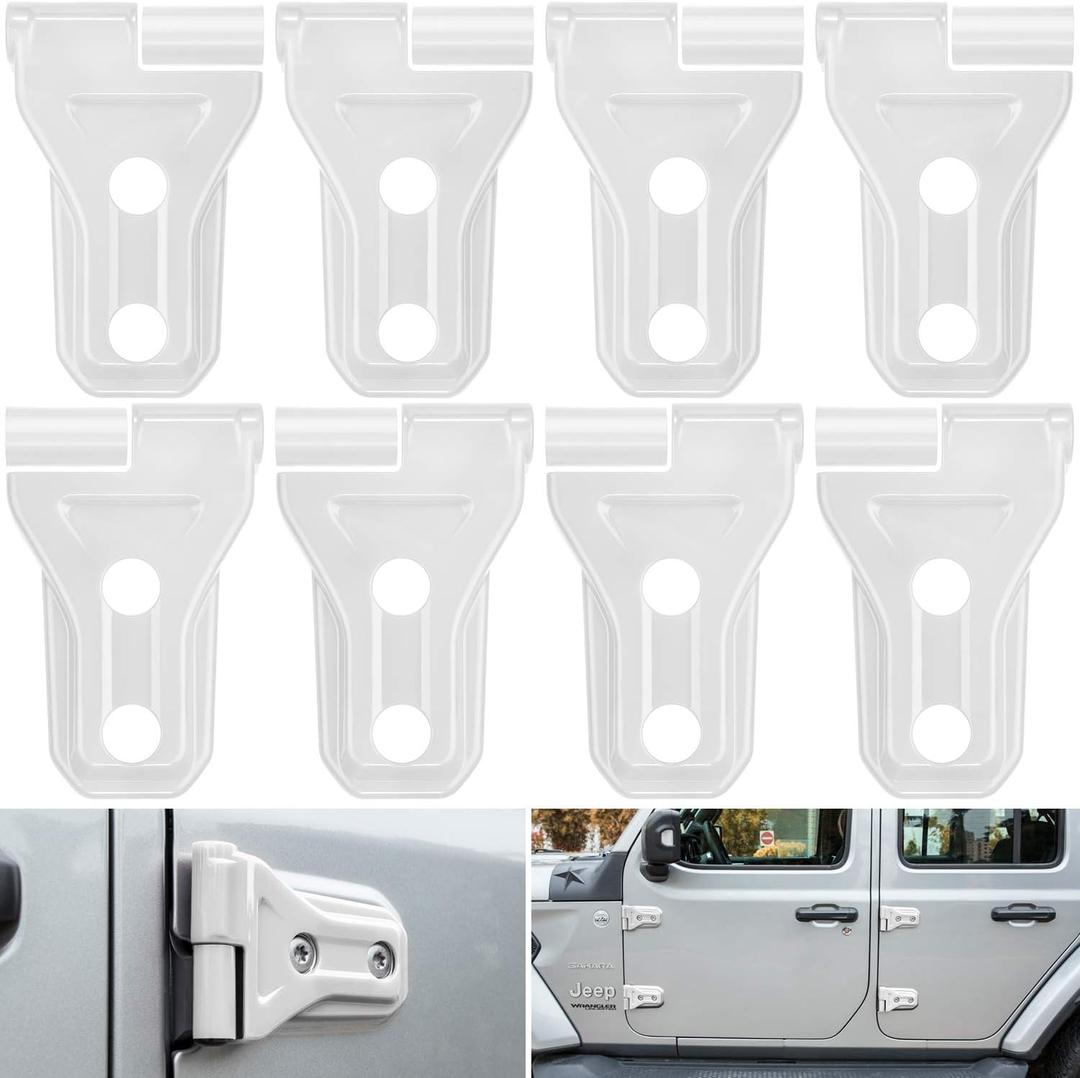 Door Hinge Cover Trim Exterior Accessories Decoration for 2018-2025 Jeep Wrangler JL JLU Sport Sahara Freedom Rubicon Unlimited & Gladiator JT 2-Door and 4-Door (White 8PCS)