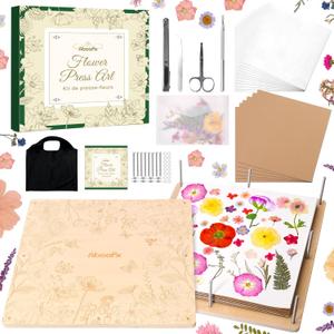 Aboofx Extra Large Flower Press Kit for Adults, 15"x 15" 6 Layers Wooden Flowers Pressing for DIY Easter Theme Pressed Flowers Art, Big Flower Preservation Kit for Frame Bookmark Resin Craft Projects