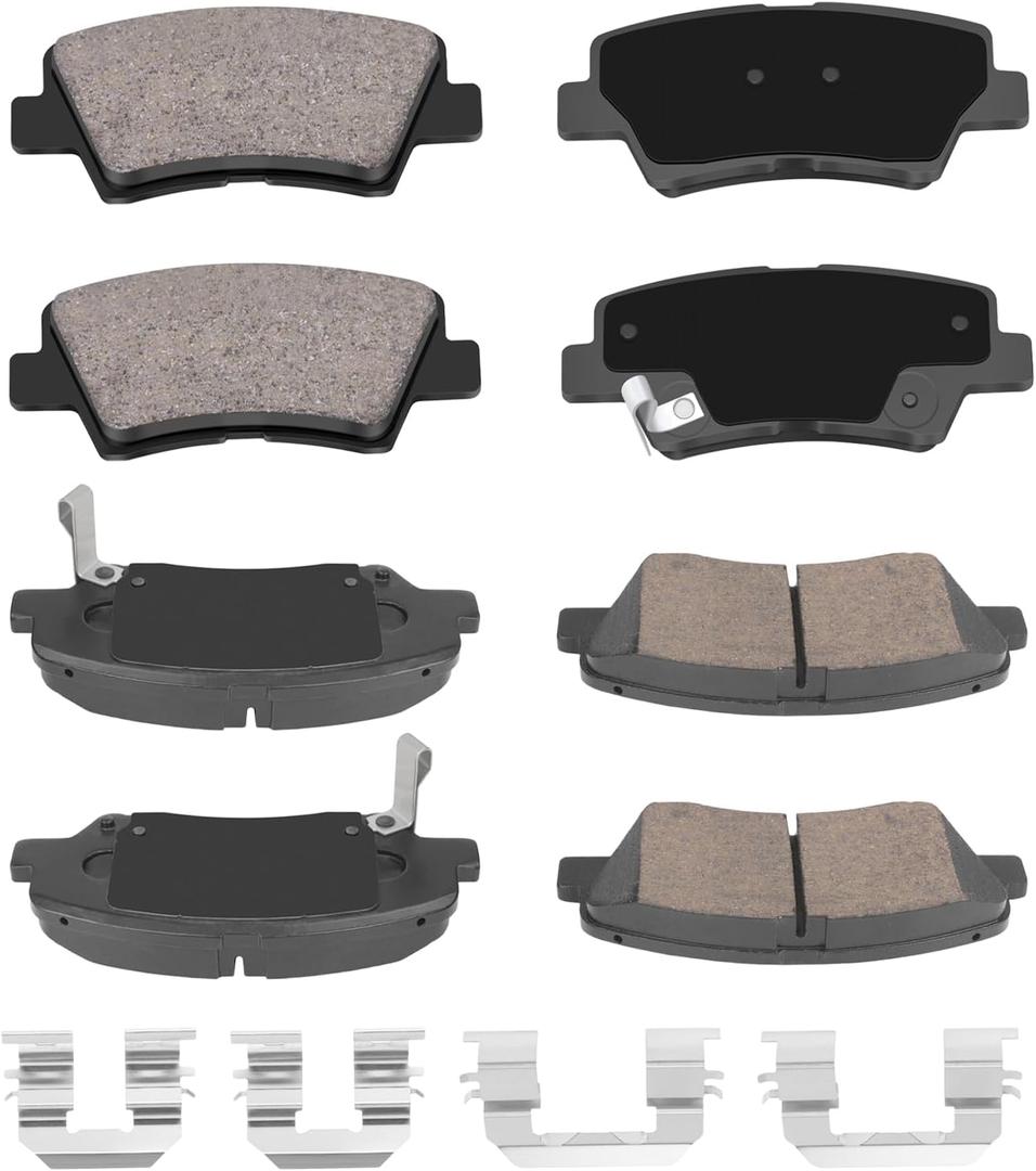 Brake Pads for Hyundai Elantra Coupe GT Veloster Kia Forte Koup Forte5, Front & Rear Ceramic Brake Pads w/Hardware Replacement (HZ1543+HZ1544)