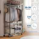 Heavy Duty Rolling Garment Rack 3 Tiers Adjustable Wire Shelving Clothes Rack with Rods and Side Hooks,Storage Closet Clothing Rack with Wheels Black 15.7" D x 29.5" W x 74.5" H (3 Tier with 1 rod, 15.7"D x 29.5"W x 74.5"H)
