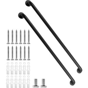Shower Grab Bar, 2 Pack 39.4 Inch Black Bathroom Grab Bar, 1.25" Diameter 304 Stainless Steel Anti-Slip Grab Bars for Bathtubs and Showers, Handicap Shower Grab Bar for Seniors Elderly