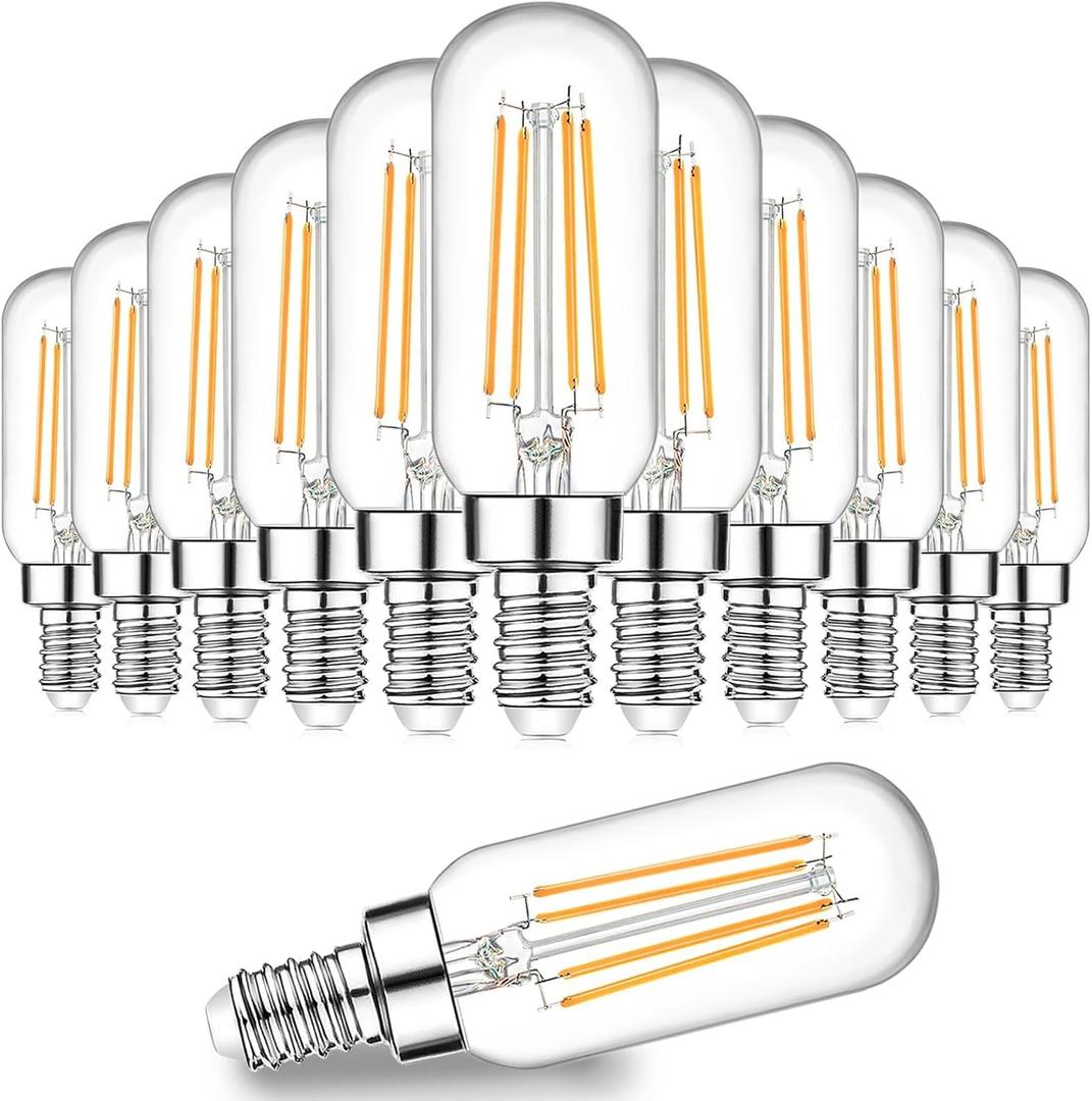 E12 Candelabra Edison Bulbs 60 Watt Equivalent, T6 6W Dimmable LED Light Bulbs for Chandelier, 600lm 2700K Warm White Clear Vintage Tubular Bulb, Small Filament Bulb for Ceiling Light, 2 Pack