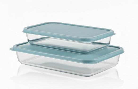 4 Piece Deep Glass Baking Dish Set with Plastic lids,Rectangular Glass Bakeware Set with Lids, Baking Pans for Lasagna, Leftovers, Cooking, Kitchen, Freezer-to-Oven and Dishwasher, Green