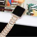 Bling Bands Compatible with Apple Watch Band 42mm/41mm/40mm/38mm Iwatch Series 11/10/9/8/7/6/SE/5/4/3/2/1, Women Metal Rhinestone Dressy Replacement Wristband, Champagne Gold