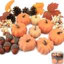 22 PCS Pumpkin Decor - Fall Decorations Plastic Pumpkins for Autumn Decorating Kit Halloween Thanksgiving Party Supplies (Style-4 22pcs)