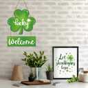 St. Patrick's Day Wreath St. Patrick's Day Door Decorations, Shamrock Wreath, Wooden Shamrock Front Door Hanger, Lucky Welcome Sign for Porch Wall, Indoor Home Decor
