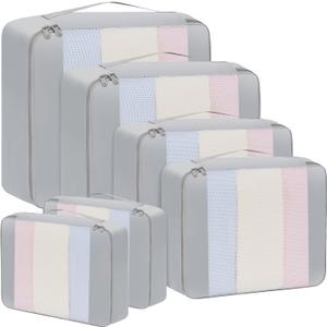 BAGAIL 6 Set/8 Set/10 Set Packing Cubes Various Sizes Packing Organizer for Travel Accessories Luggage Carry On Suitcase, Grey