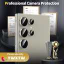 10 x YWXTW Camera Lens Protector for Samsung Galaxy S24 Ultra Accessories, [3x Impact Resistance] Individual Metal Ring Tempered Glass Camera Screen Protector, Case Friendly, 1 Set (Titanium Gray)