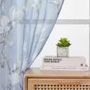 SMILE WEAVER Kitchen Curtains Tiers and Valances Set 3 Piece,Floral Short Semi Sheer Linen Curtains for Bedroom/Living Room,Light Filtering Window Drapes for Bathroom(Blue,52Wx18L&26Wx36L)