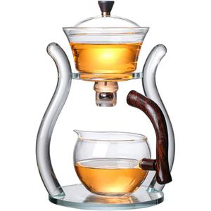 Aoheuo Glass Flower Teapot Clear Kettle Best Heat Resistant Tea Set For Office Home Table Decor (Tea-Glass crystal)