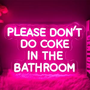 Neon Sign Please Dont Do Coke in The Bathroom-LED Adjustable Brightness Flex Light Signs Indoor Bedroom Wall Decor Neon Signs Bar Christmas Party Wedding Girl Boy Living Room (40×26 CM,Pink)