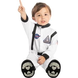 Spooktacular Creations Toddler Halloween Astronaut Costume, BabyJumpsuit, Pilot Costume with Boots for Infant Cosplay (Small (06-12 Mos), White)