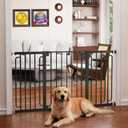 Cumbor 30.4-56.8" Extra Wide Baby Gate for Stairs, Dual Lock & Self-Closing Dog Gate Indoor, Easy Install Pet Gate for Doorways & Wide Openings, Easy Walk Thru Safety Proofing for Babies & Pets, Black