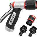 Eden 94844 Heavy Duty Metal Garden Hose Nozzle,HIGH Pressure 4-Pattern Watering Sprayer W/Quick Connector Set for Watering Garden, Lawns, Plants, Showering Pets, Washing Car