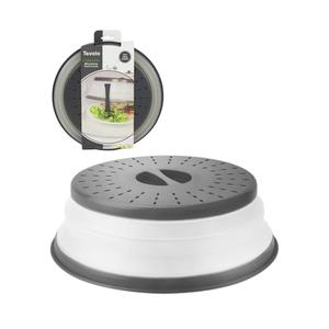 Tovolo Microwave Splatter Cover for Food, Medium (Charcoal) - Collapsible & Vented Silicone Splatter Guard Lid - Microwave Plate & Dish Cover with Handle - BPA-Free Kitchen Gadget for Meal Prep