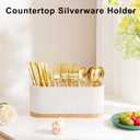 HouseJoy Countertop Silverware Holder, Silverware Caddy Organizer Holder for Forks, Spoons, Knives, Cutlery Caddy with 3 Compartments, Kitchen Utensil Holder for Party, Countertop