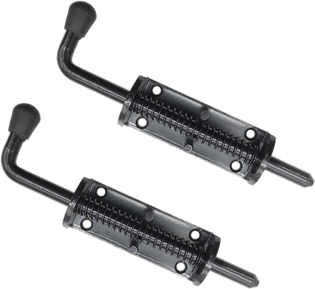 Black 2 Packs 6.5 Inch Heavy Duty Spring Loaded Latch Pin, Sliding Barrel Bolt Door Lock for Chests/Cabinets/Utility Trailer Gate, 2mm Thickened Interior and Outdoor Latch