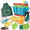 Kids Gardening Set - Toddler Gardening Set with Shovel Rake Trowel, Apron Tote Bag Watering Can for Kids Gardening Tools - Ideal Kids Gardening Tools Gift for Boys and Girls, JC1008