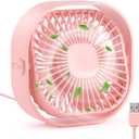RJVW 4 Inch Small USB Desk Fan, 3-Speed Portable & 360Rotatable Mini Cooling Fan, USB-Powered Desktop Fan for Home Office Bedroom Dorm Indoor Outdoor Summer Gift (Pink)