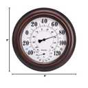 Indoor Outdoor Thermometer Hygrometer - 8" Bronze Steel Wall Thermometer Hygrometer for Patio, Wall or Decorative, No Battery Needed Hanging Thermometer